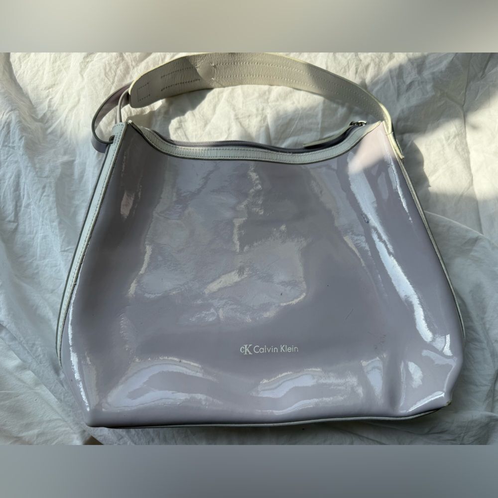 Y2K Calvin Klein Lilac and Cream Mod Style Vinyl Bag